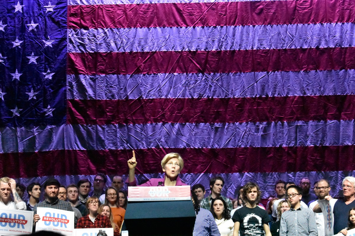 Senator Warren spaking at rally